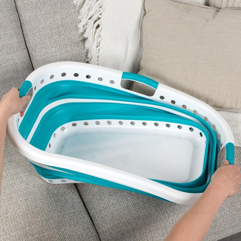 Beldray LA072979TQEU Cestello per bucato, curvo e sagomato per adattarsi al corpo, design ovale che abbracia i fianchi, cestello pieghevole, manici ergonomici per trasporto antiscivolo, 37 l, turchese - Turchese Beldray LA072979TQEU Cestello per bucato, curvo e sagomato per adattarsi al corpo, design ovale che abbracia i fianchi, cestello pieghevole, manici ergonomici per trasporto antiscivolo, 37 l, turchese - Turchese