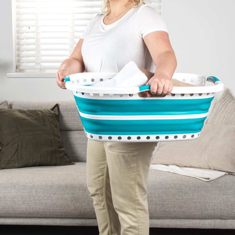 Beldray LA072979TQEU Cestello per bucato, curvo e sagomato per adattarsi al corpo, design ovale che abbracia i fianchi, cestello pieghevole, manici ergonomici per trasporto antiscivolo, 37 l, turchese - Turchese Beldray LA072979TQEU Cestello per bucato, curvo e sagomato per adattarsi al corpo, design ovale che abbracia i fianchi, cestello pieghevole, manici ergonomici per trasporto antiscivolo, 37 l, turchese - Turchese