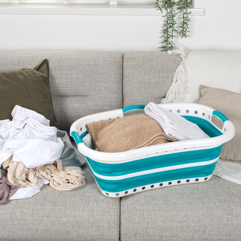 Beldray LA072979TQEU Cestello per bucato, curvo e sagomato per adattarsi al corpo, design ovale che abbracia i fianchi, cestello pieghevole, manici ergonomici per trasporto antiscivolo, 37 l, turchese - Turchese Beldray LA072979TQEU Cestello per bucato, curvo e sagomato per adattarsi al corpo, design ovale che abbracia i fianchi, cestello pieghevole, manici ergonomici per trasporto antiscivolo, 37 l, turchese - Turchese