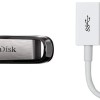 Sandisk Ultra Flair 64 GB, Chiavetta USB 3.0, Velocità di Lettura fino a 150 MB/s, Nero & Amazon Basics Adattatore da USB Type-C a femmina USB 3.1 Gen 1, colore bianco - 64 GB Nero