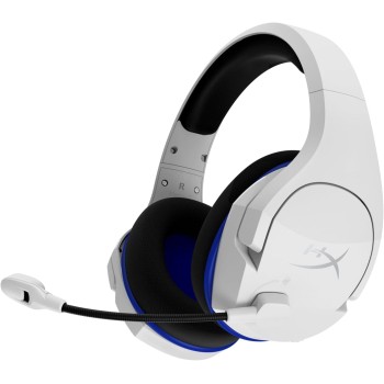 HyperX Stinger Core, Cuffie da Gaming senza Filo, Connessione a 2,4 GHz, Telaio in Acciaio, Cuscinetti in Memory Foam Rivestiti in Tessuto, Autonomia 17 Ore, Adatto per PC, PS4 e PS5, Bianco/Blu - taglia unica