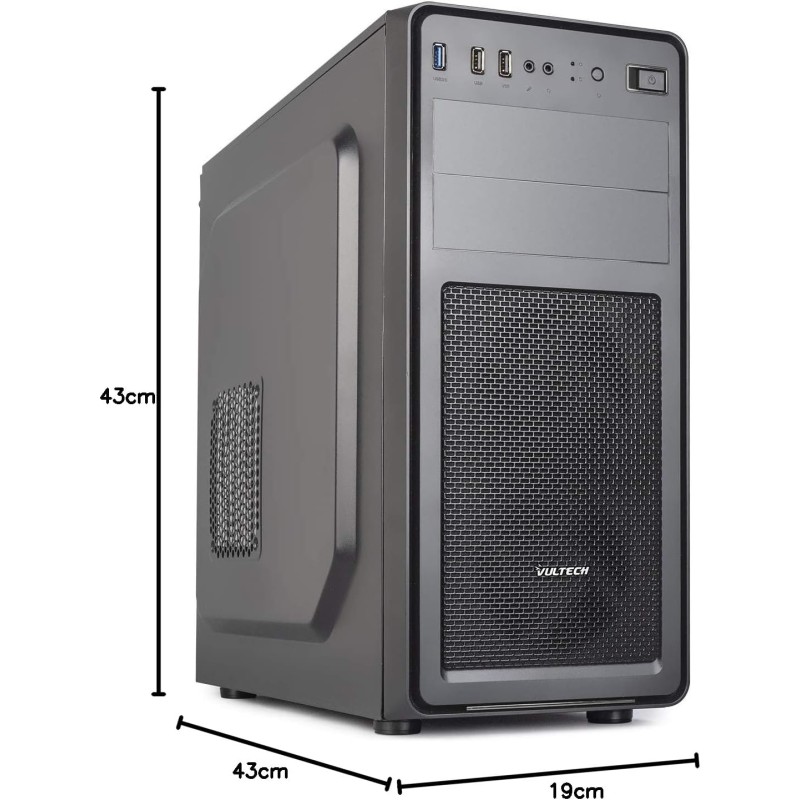 Case VulTech ATX VCO-A2699 senza alimentatore, computer case compatto 1x USB 3.0, 2x USB 2.0, colore nero - Senza alimentatore Case VulTech ATX VCO-A2699 senza alimentatore, computer case compatto 1x USB 3.0, 2x USB 2.0, colore nero - Senza alimentatore