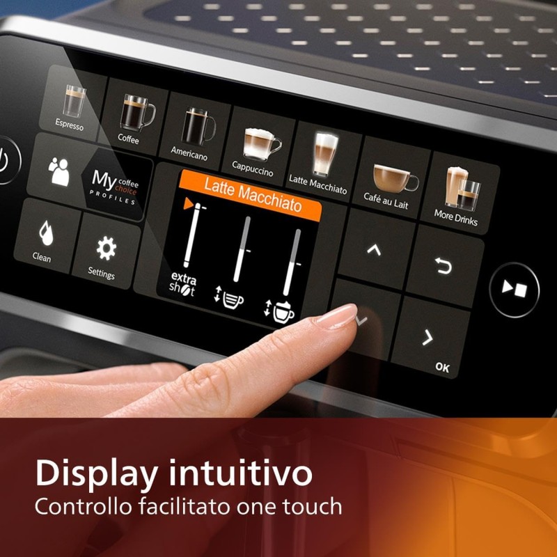 Philips 5400 Series Macchina da Caffè Automatica - Montalatte LatteGo, 12 Bevande, Display Intuitivo, 4 Profili Utente, Cromato (EP5447/90) - Cromato Philips 5400 Series Macchina da Caffè Automatica - Montalatte LatteGo, 12 Bevande, Display Intuitivo, 4 Profili Utente, Cromato (EP5447/90) - Cromato