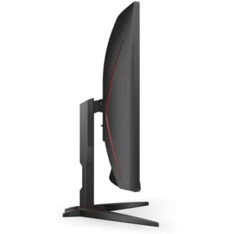 AOC Gaming C32G2ZE - Monitor curvo FHD da 32", 240 Hz, 1 ms, FreeSync Premium (1920 x 1080, HDMI, DisplayPort), colore: Nero/Rosso - 32" FHD Curvo