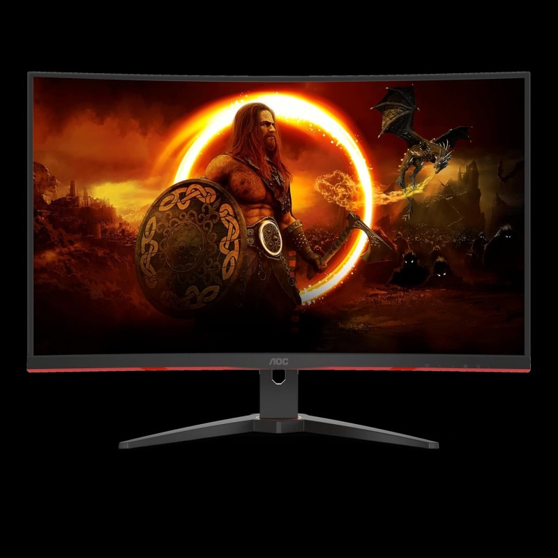 AOC Gaming C32G2ZE - Monitor curvo FHD da 32", 240 Hz, 1 ms, FreeSync Premium (1920 x 1080, HDMI, DisplayPort), colore: Nero/Rosso - 32" FHD Curvo