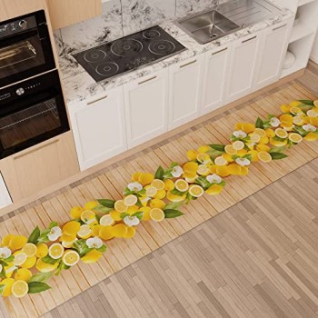 PETTI Artigiani Italiani - Tappeto Cucina Passatoia Cucina Antiscivolo e Lavabile 52x180 cm Disegno Lemon 100% Made in Italy - 52 x 180 cm (Rettangolare) Lemon