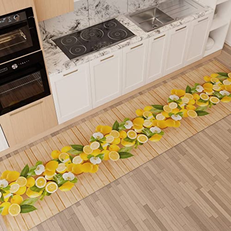 PETTI Artigiani Italiani - Tappeto Cucina Passatoia Cucina Antiscivolo e Lavabile 52x180 cm Disegno Lemon 100% Made in Italy - 52 x 180 cm (Rettangolare) Lemon