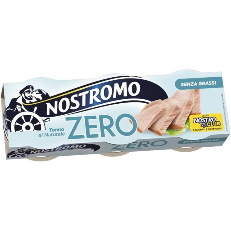 Nostromo - Tonno al naturale, 3 lattine da 65 gr. Zero grassi, già sgocciolato, pronto da gustare. - 1 g (Confezione da 3)