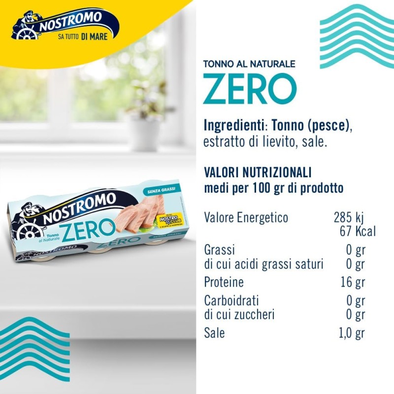Nostromo - Tonno al naturale, 3 lattine da 65 gr. Zero grassi, già sgocciolato, pronto da gustare. - 1 g (Confezione da 3)