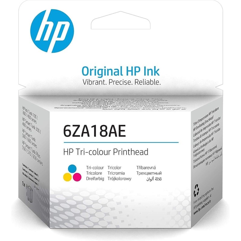 HP 6ZA18AE, Testina di Stampa Originale HP, Compatibile con Stampanti HP Ink Tank 100/300/400, HP Smart Tank 300/400, Tricromia
