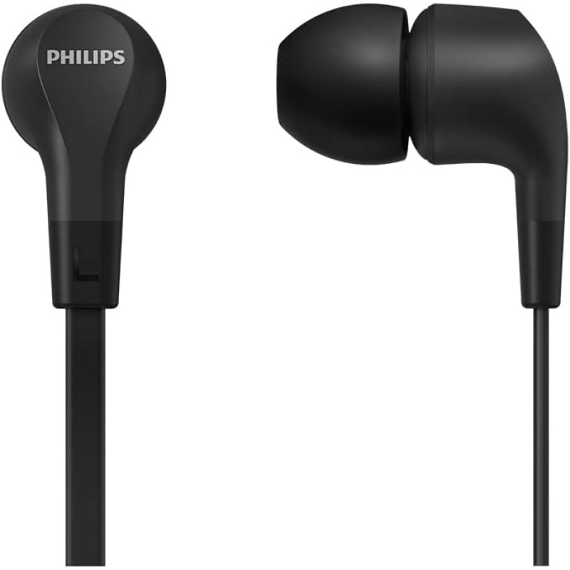PHILIPS Cuffie con Cavo/Controlli Integrati, Audio Nitido, Bassi Potenti, Tenuta Comoda/Cuffie con Filo/Auricolari con Cavo TAE1105BK/00 - Nero