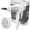Rowenta CV5930 Powerline Asciugacapelli con Booster Ionico, Phon per Capelli 2100W, Tecnologia Effiwatts, Thermo Control, 1 Diffusore e 1 Concentratore, 6 Combinazioni di Velocità/Temperatura - Bianco/Argento