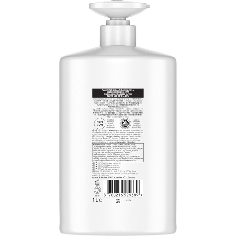Pantene Shampoo Lisci Effetto Seta per capelli Crespi e Opachi, con Pro-V e Active Nutri-Plex 1000ml Pantene Shampoo Lisci Effetto Seta per capelli Crespi e Opachi, con Pro-V e Active Nutri-Plex 1000ml