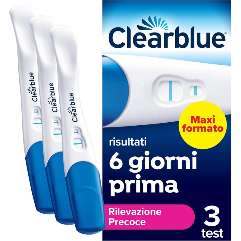 Clearblue Test di Gravidanza Rilevazione Precoce MAXI FORMATO, Risultati con 6 giorni di anticipo, 3 Test