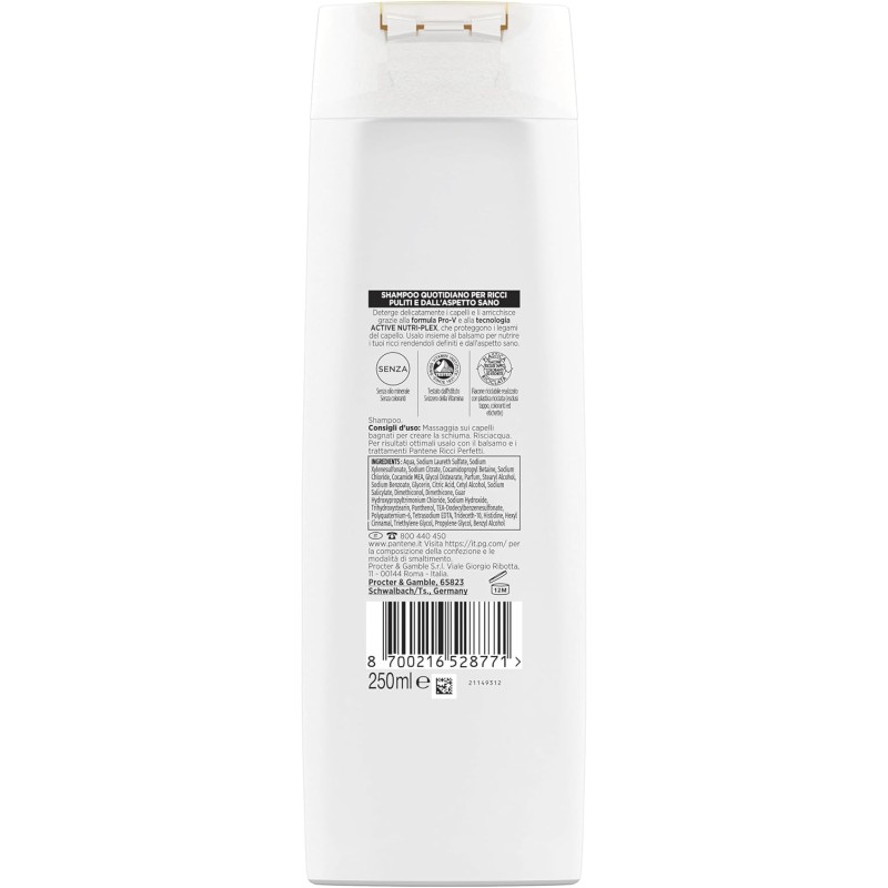 Pantene Pro-V Shampoo Ricci Perfetti per Ricci Crespi e Ribelli, Deterge e Protegge i Legami del Capello per Capelli dall'Aspetto Sano, Senza Olio Minerale e Coloranti, Maxi Formato 6 x 250 ml Pantene Pro-V Shampoo Ricci Perfetti per Ricci Crespi e Ribelli, Deterge e Protegge i Legami del Capello per Capelli dall'Aspetto Sano, Senza Olio Minerale e Coloranti, Maxi Formato 6 x 250 ml