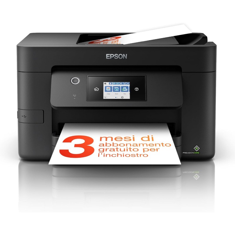 Epson WorkForce Pro WF-3820DWF, Stampante Multifunzione, Inkjet A4 Fronte/Retro, Fax, Scansione, Copia, ADF 35 Pagine, Velocità 21 Pagine al Minuto