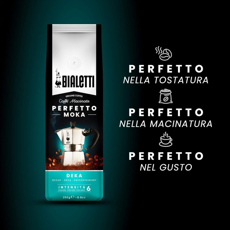 Bialetti Perfetto Moka Caffè Macinato, 1.5 Kg, Decaffeinato - 6 x 250 g - 6 x 250g
