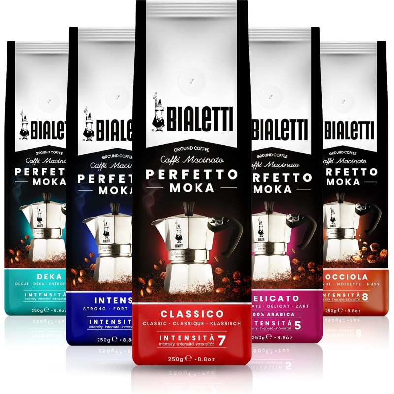 Bialetti Perfetto Moka Caffè Macinato, 1.5 Kg, Decaffeinato - 6 x 250 g - 6 x 250g