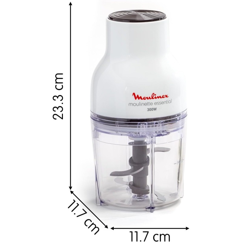 Moulinex DJ5201 Moulinette Essential, 4 Lame Affilate, Trita, Mescola e Sminuzza, Tritatutto, Capacità Recipiente 400 ml, 300 W, Bianco - 300w