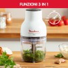 Moulinex DJ5201 Moulinette Essential, 4 Lame Affilate, Trita, Mescola e Sminuzza, Tritatutto, Capacità Recipiente 400 ml, 300 W, Bianco - 300w
