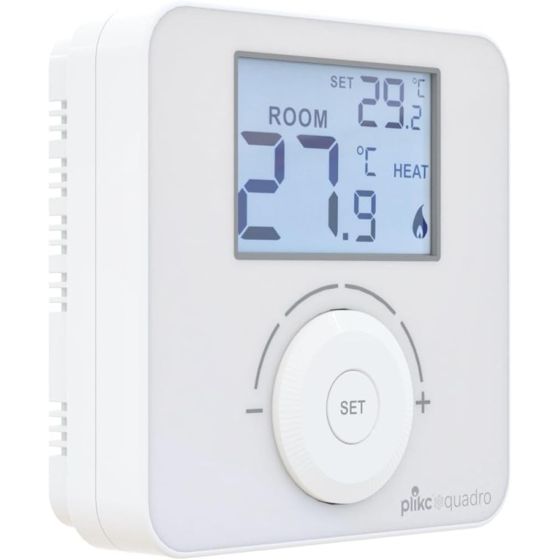Plikc Quadro - Termostato ambiente digitale da parete a batterie Plikc PLK267690, Bianco Plikc Quadro - Termostato ambiente digitale da parete a batterie Plikc PLK267690, Bianco
