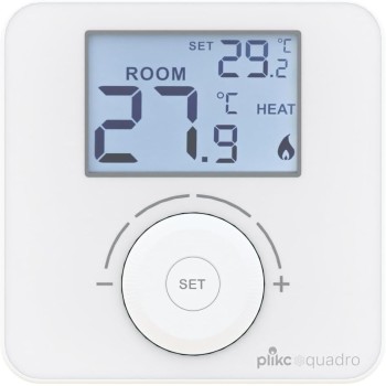 Plikc Quadro - Termostato ambiente digitale da parete a batterie Plikc PLK267690, Bianco Plikc Quadro - Termostato ambiente digitale da parete a batterie Plikc PLK267690, Bianco