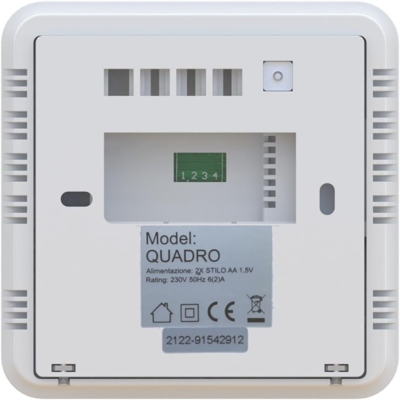 Plikc Quadro - Termostato ambiente digitale da parete a batterie Plikc PLK267690, Bianco Plikc Quadro - Termostato ambiente digitale da parete a batterie Plikc PLK267690, Bianco