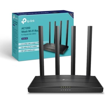 TP-Link Archer C6 Gigabit Router Wi-Fi, Dual Band AC1200Mbps Wireless, 5 Porte Gigabit, ‎‎MU-MIMO, Parental Control, Beamforming, Configurazione Semplice, Supporto IPTV, IPv6, WPS, non supporta xDSL