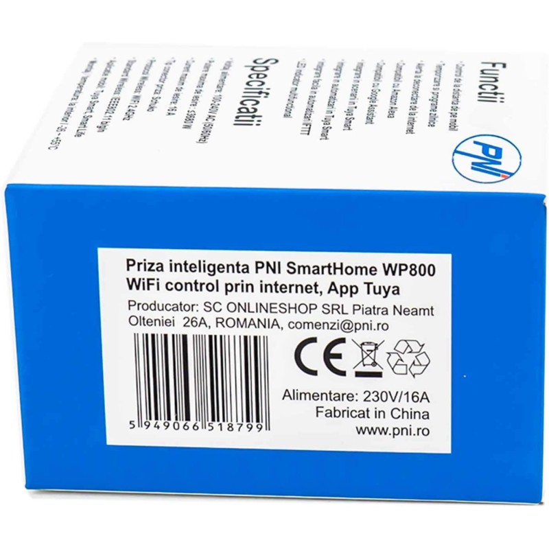 Spine intelligente PNI SmartHome WP800 Controllo Internet WiFi, App Tuya Smart, compatibile con Amazon Alexa e Google Home, Bianco