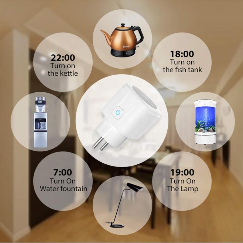Spine intelligente PNI SmartHome WP800 Controllo Internet WiFi, App Tuya Smart, compatibile con Amazon Alexa e Google Home, Bianco