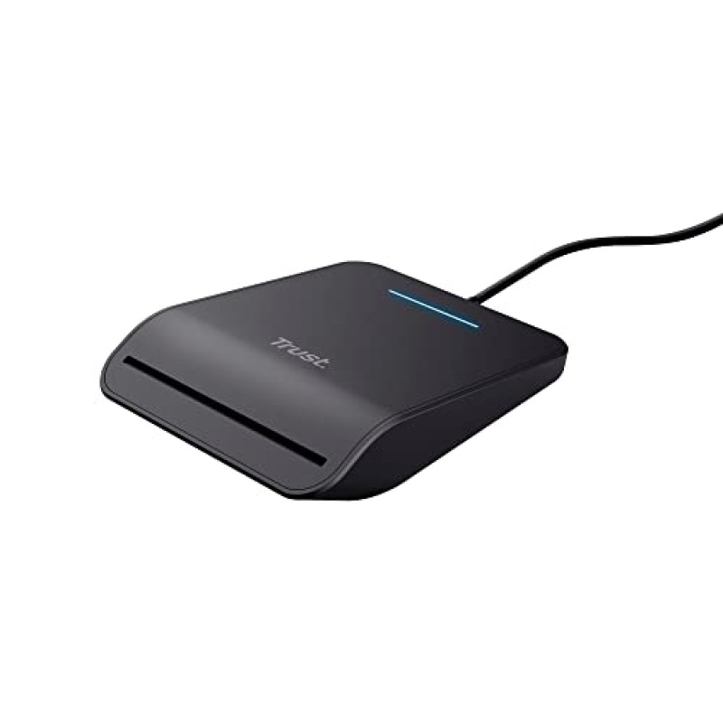 Trust Primo Lettore di Smart Card, DNI, Conforme con FIPS 201, FIPS TAA e ISO 7816 Classe A, B, C, Cavo di 100 cm, USB Plug & Play, Nero