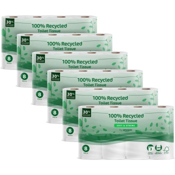 by Amazon Carta Igienica, 3 Veli 100 % Riciclata, Morbida e Resistente, 48 Rotoli (6 Confezioni da 8), 200 Fogli per Rotolo, Certificata FSC - 8 unità (Confezione da 6) by Amazon Carta Igienica, 3 Veli 100 % Riciclata, Morbida e Resistente, 48 Rotoli (6 Confezioni da 8), 200 Fogli per Rotolo, Certificata FSC - 8 unità (Confezione da 6)