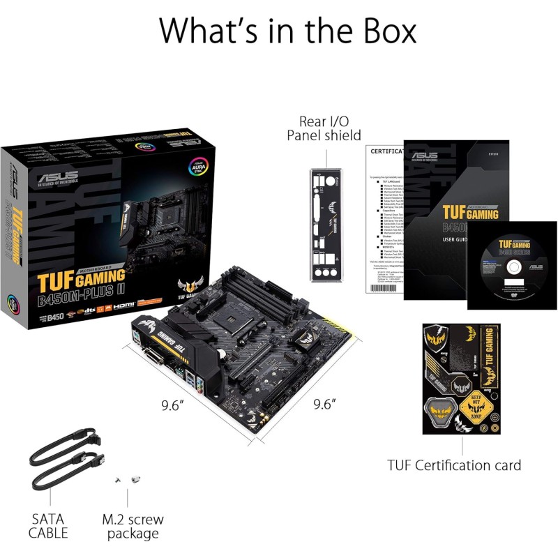 ASUS TUF GAMING B450M-PLUS II, Scheda Madre Micro ATX, AMD B450 (AM4), M.2, Microfono Con Cancellazione del Rumore AI, USB 3.2 Gen 2 Type-A, USB 3.2 Gen 1 Type-C, Supporto Aura Sync RGB, Nero - microATX ASUS TUF GAMING B450M-PLUS II, Scheda Madre Micro ATX, AMD B450 (AM4), M.2, Microfono Con Cancellazione del Rumore AI, USB 3.2 Gen 2 Type-A, USB 3.2 Gen 1 Type-C, Supporto Aura Sync RGB, Nero - microATX