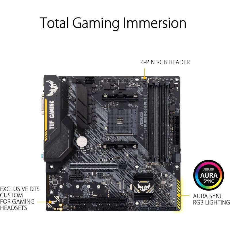 ASUS TUF GAMING B450M-PLUS II, Scheda Madre Micro ATX, AMD B450 (AM4), M.2, Microfono Con Cancellazione del Rumore AI, USB 3.2 Gen 2 Type-A, USB 3.2 Gen 1 Type-C, Supporto Aura Sync RGB, Nero - microATX ASUS TUF GAMING B450M-PLUS II, Scheda Madre Micro ATX, AMD B450 (AM4), M.2, Microfono Con Cancellazione del Rumore AI, USB 3.2 Gen 2 Type-A, USB 3.2 Gen 1 Type-C, Supporto Aura Sync RGB, Nero - microATX