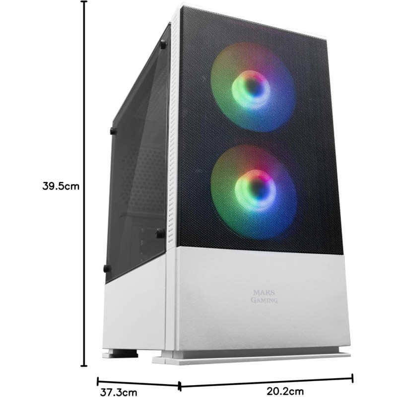 Mars Gaming MCZ, Premium Compact PC Custodia per PC, MicroATX, Panel + Front Mesh, Bianco Mars Gaming MCZ, Premium Compact PC Custodia per PC, MicroATX, Panel + Front Mesh, Bianco