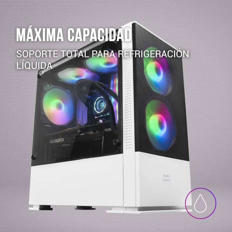 Mars Gaming MCZ, Premium Compact PC Custodia per PC, MicroATX, Panel + Front Mesh, Bianco Mars Gaming MCZ, Premium Compact PC Custodia per PC, MicroATX, Panel + Front Mesh, Bianco