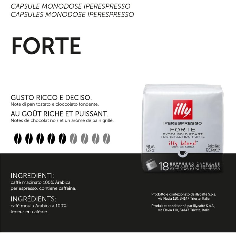 illy Capsule Caffè Iperespresso Tostato Forte, 6 Confezioni da 18 Capsule, Totale 108 Capsule