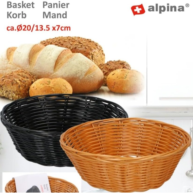 alpina Set di cestini per il Pane - 2 Pezzi - Cestini in Vimini - Marrone e Nero