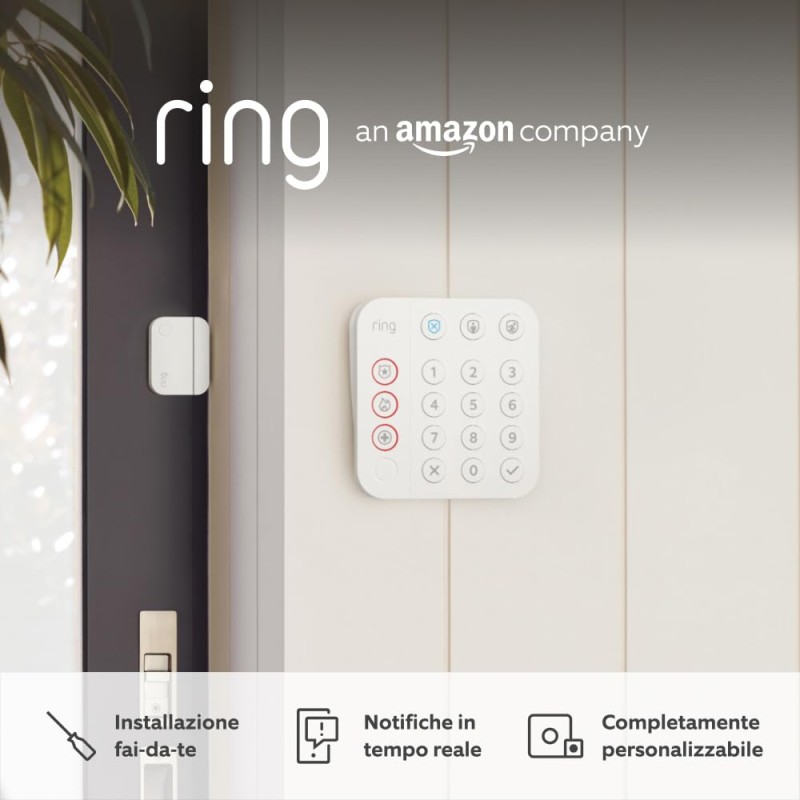Kit Ring Alarm - S | Sistema di allarme per la sicurezza della tua casa con monitoraggio assistito opzionale - Senza vincoli di lunga durata - Compatibile con Alexa