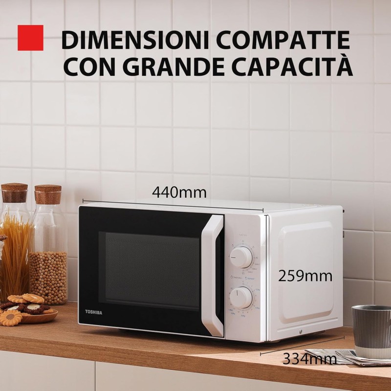 Toshiba MW2-MG20P(WH) 3-in-1 Forno Microonde Grill Combinato, 20 L, 5 Livelli di Potenza Regolabili, Timer, 800 W, Grill 1000 W, Bianco - Bianco Toshiba MW2-MG20P(WH) 3-in-1 Forno Microonde Grill Combinato, 20 L, 5 Livelli di Potenza Regolabili, Timer, 800 W, Grill 1000 W, Bianco - Bianco