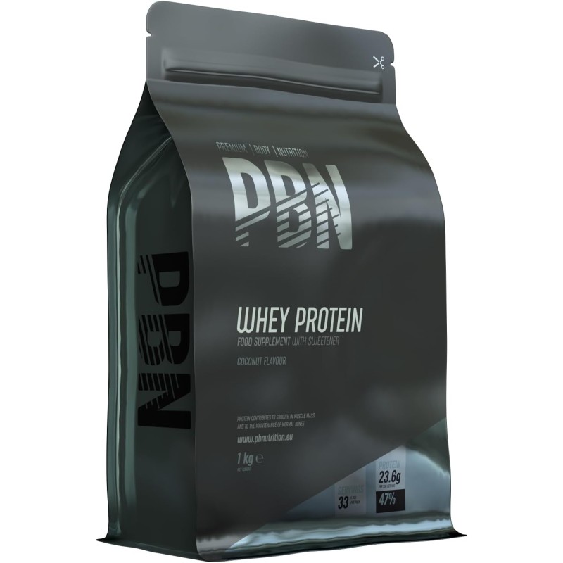 Premium Body Nutrition Siero di Latte in Polvere, 1 Kg (Pacco da 1), Sapore di Cocco, Gusto Ottimizzato - 1kg Premium Body Nutrition Siero di Latte in Polvere, 1 Kg (Pacco da 1), Sapore di Cocco, Gusto Ottimizzato - 1kg