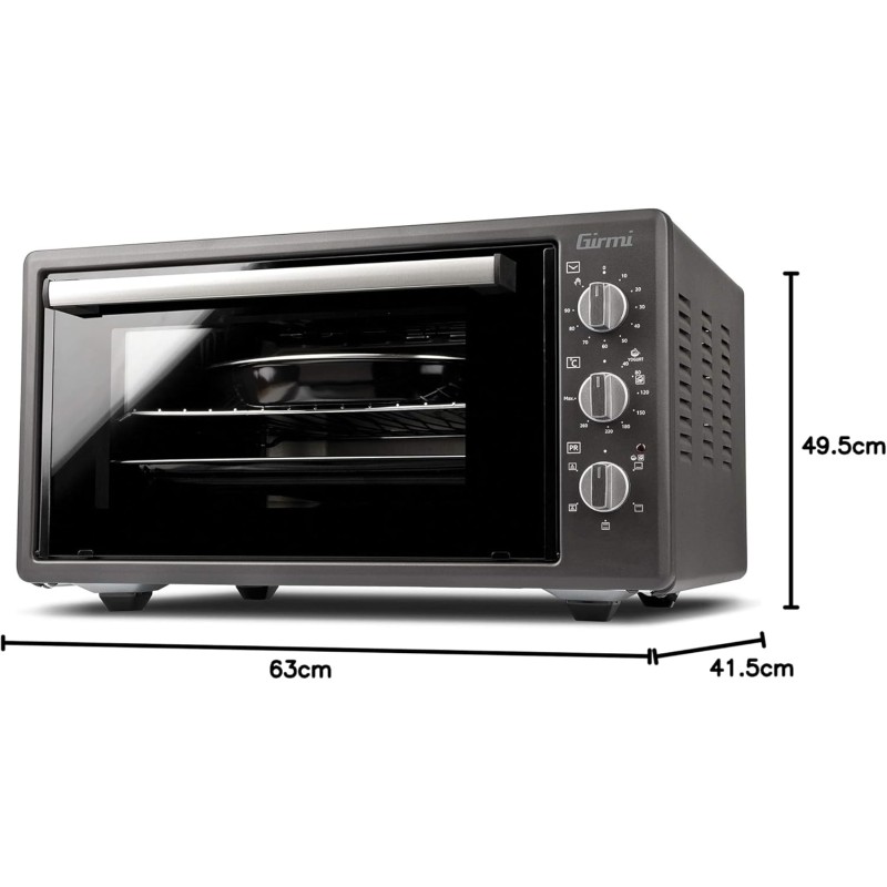 Girmi FE4500 Forno Elettrico Ventilato, 1400 W, 45 Litri, Timer 90 min, Termostato Regolabile, Funzioni Cottura Base, Grill, Combinata, Accesori Inclusi, Grigio Antracite - 45 Litri Girmi FE4500 Forno Elettrico Ventilato, 1400 W, 45 Litri, Timer 90 min, Termostato Regolabile, Funzioni Cottura Base, Grill, Combinata, Accesori Inclusi, Grigio Antracite - 45 Litri