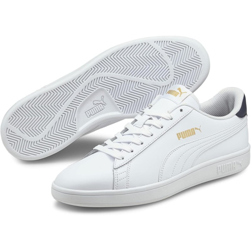 PUMA Puma Smash V2 L, Scarpe da Ginnastica, Unisex - Adulto - 46 EU Bianco Puma White Puma White Peacoat Puma Team Gold PUMA Puma Smash V2 L, Scarpe da Ginnastica, Unisex - Adulto - 46 EU Bianco Puma White Puma White Peacoat Puma Team Gold