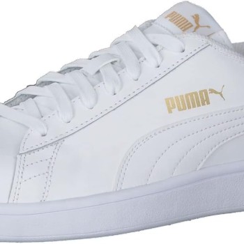 PUMA Puma Smash V2 L, Scarpe da Ginnastica, Unisex - Adulto - 42.5 EU Bianco Puma White Puma White Peacoat Puma Team Gold