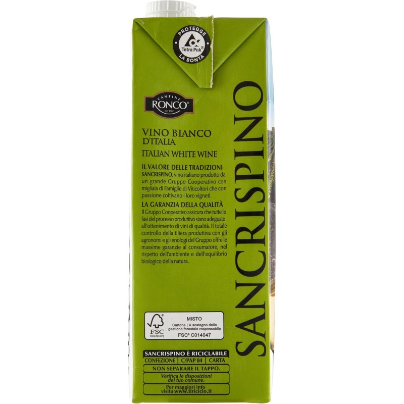 Sancrispino vino Bianco brick 1000 ml - 10 pezzi, 10L Sancrispino vino Bianco brick 1000 ml - 10 pezzi, 10L
