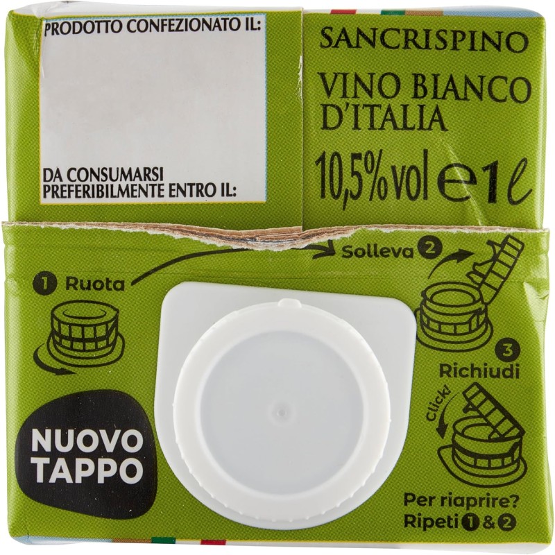 Sancrispino vino Bianco brick 1000 ml - 10 pezzi, 10L Sancrispino vino Bianco brick 1000 ml - 10 pezzi, 10L