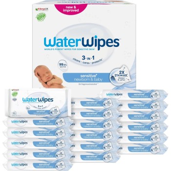 WaterWipes Sensitive+ Newborn & Baby Wipes, 720 Pezzi (12 Confezioni), Deterge, Cura, Protegge, 99,9% Acqua, Senza Profumo - 720 unità (Confezione da 1) WaterWipes Sensitive+ Newborn & Baby Wipes, 720 Pezzi (12 Confezioni), Deterge, Cura, Protegge, 99,9% Acqua, Senza Profumo - 720 unità (Confezione da 1)