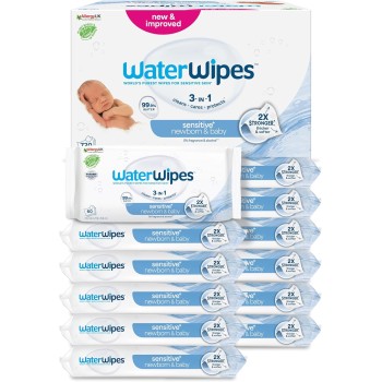 WaterWipes Salviette Umidificate, Salviette Neonato per Pelli Delicate, 99.9% di Acqua Purificata, Biodegradabile, 60 Unità (Confezione da 18) - 1080 unità (Confezione da 1) WaterWipes Salviette Umidificate, Salviette Neonato per Pelli Delicate, 99.9% di Acqua Purificata, Biodegradabile, 60 Unità (Confezione da 18) - 1080 unità (Confezione da 1)