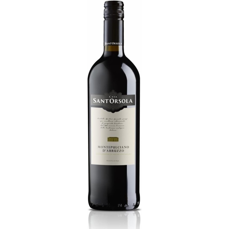 Sant'Orsola - Vino Rosso Montepulciano d'Abruzzo D.O.C. 13%, Gusto Secco e Delicatamente Tannico, 6x750 ml - 6x750ml