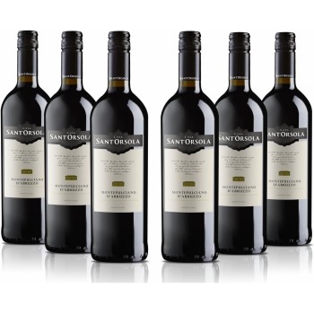 Sant'Orsola - Vino Rosso Montepulciano d'Abruzzo D.O.C. 13%, Gusto Secco e Delicatamente Tannico, 6x750 ml - 6x750ml